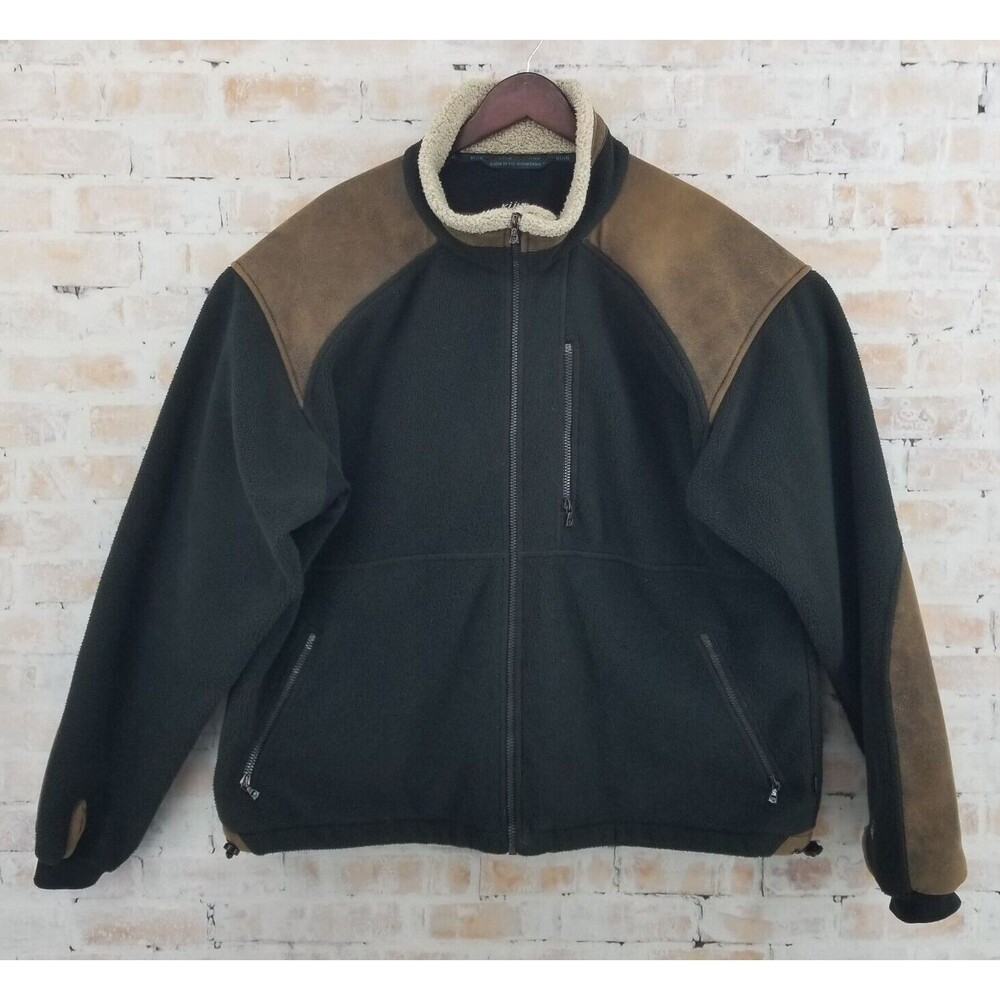 Kuhl Alpenwurx Fleece Jacket Black Men's XXL Full Zip Suede Shoulder/Elbow Panel